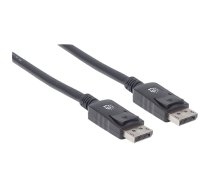 Manhetenas DisplayPort 1.2 kabelis, 4K@60hz, 1 m, vīrietis–vīrietis, līdzvērtīgs Startech DISPL1M, ar aizbīdņiem, pilnībā ekranēts, melns, mūža garantija, daudzstūris