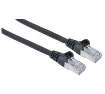 Intellinet tīkla plākstera kabelis, Cat6, 0,5 m, melns, varš, S/FTP, LSOH/LSZH, PVC, RJ45, zeltīti kontakti, bez aizķeršanās, palaists, mūža garantija, daudzstūris