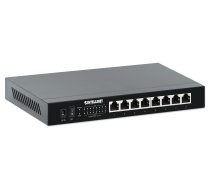 Intellinet 8 portu 2,5 G Ethernet PoE+ slēdzis Astoņi 10/100/1000/2500 Mbps PSE PoE+ porti, 100 W PoE jaudas budžets, nepārvaldīts, darbvirsmas formāts, sienas stiprinājuma iespēja