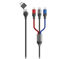 2GO 797361 USB kabelis 1,2 m USB A/USB C USB C/Mikro-USB B/zibens melns, zils, pelēks, sarkans