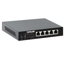 Intellinet 5 portu 2,5 G Ethernet PoE+ slēdzis Četri PSE PoE+ porti, 10/100/1000/2500 Mb/s visos portos, 55 W PoE jaudas budžets, nepārvaldīts, darbvirsmas formāts, sienas stiprinājuma iespēja