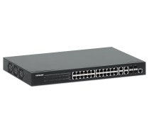 Intellinet 24 portu Gigabit Ethernet PoE+ tīmekļa pārvaldīts slēdzis ar 4 gigabitu Combo Base-T/SFP portiem, IEEE 802.3at/af Power over Ethernet (PoE+/PoE) saderīgs, 370 W, gals, 19 collu statīvs
