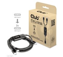 CLUB3D USB Type-C, Y uzlādes kabelis līdz 2x USB Type-C max. 100 W, 1,83 m/6 pēdas M/M