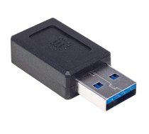 Manhetenas USB-C–USB-A adapteris, sieviete–vīrietis, 10 Gb/s (USB 3.2 Gen2 jeb USB 3.1), SuperSpeed+ USB, melns, mūža garantija, Polybag