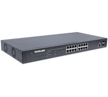 Intellinet 16 portu Gigabit Ethernet PoE+ tīmekļa pārvaldīts slēdzis ar 2 SFP pieslēgvietām, 16 x PoE pieslēgvietām, IEEE 802.3at/af Power over Ethernet (PoE+/PoE), 2 SFP, gals, 19 rackmount" (AK strāvas vads)