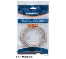 Intellinet tīkla ielāpu kabelis, Cat6, 2m, pelēks, CCA, U/UTP, PVC, RJ45, apzeltīti kontakti, bez aizķeršanās, iedarbināts, mūža garantija, daudzstūris