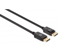 Manhetenas DisplayPort 1.4 kabelis, 8K@60hz, 2m, pīts kabelis, no malas uz vīri, līdzvērtīgs Startech DP14MM2M, ar aizbīdņiem, pilnībā ekranēts, melns, mūža garantija, soma