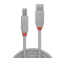 Lindy 3m USB 2.0 A–B tipa kabelis, Anthra Line, pelēks