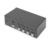 Digitus KVM slēdzis, 4 porti, divkāršs displejs, 4K, DisplayPort®