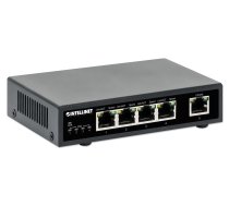 Intellinet 5 portu Gigabit Ethernet PoE+ slēdzis, četri PSE PoE porti, saderīgs ar IEEE 802.3at/af (PoE+/PoE), PoE jaudas budžets līdz 62 W, darbvirsmas formāts