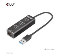 CLUB3D USB 3.2 Gen1 Type-A, 3 portu centrmezgls ar Gigabit Ethernet