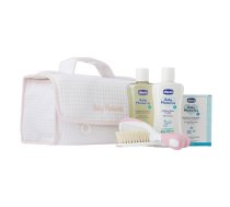 Mazgāšanas šķidrums Baby Moments komplekts 200ml + ķermeņa balzams 200ml + parfimērijas ūdens 100ml + birstīte un ķemme + kosmētikas somiņa