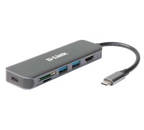 D-Link 6-in-1 USB-C centrmezgls ar HDMI/karšu lasītāju/barošanas padevi DUB-2327