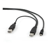 KABELIS USB2 DUAL AM-MINI 0.9M/BLACK CCP-USB22-AM5P-3 GEMBIRD