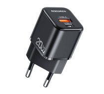 Sienas lādētājs MiniGaN Rocoren USB-C, USB, 20W (melns)