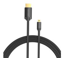 HDMI-D vīrs uz HDMI-A kabeļa ventilācijas atvere AGIBI 3m, 4K 60Hz (melns)