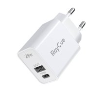 RayCue USB-C + USB-A PD 20 W ES strāvas lādētājs (balts)