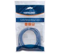 Intellinet tīkla ielāpu kabelis, Cat5e, 3m, zils, CCA, U/UTP, PVC, RJ45, zeltīti kontakti, bez aizķeršanās, palaists, mūža garantija, daudzstūris