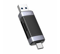 Orico CD2D-AC2-BK-EP TF/SD atmiņas karšu lasītājs, USB + USB-C (melns)