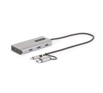 StarTech.com USB-C daudzportu adapteris ar USB-C pieslēgts USB-A sargspraudnim, duālais HDMI (4K30Hz/1080p60Hz), 3x USB-A 5Gbps, Mini Travel Dock, klēpjdatora dokstacijas, 1,3 pēdu/40 cm kabelis