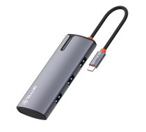 Tellur USB-C centrmezgls, PD 3.0 100 W, HDMI, 3xUSB 3.0 pelēks