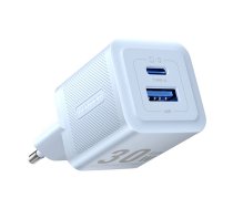 Sienas lādētājs, Vention, FEQL0-EU, USB-C + USB-A, 30W/30W, GaN (zils)