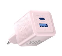 Sienas lādētājs, Vention, FEQP0-EU, USB-C + USB-A, 30W/30W, GaN (rozā)