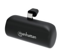 Manhattan Power Bank ar integrētu USB-C spraudni, 5000 mAh, līdz 10 W izeja, statīvs izmantošanai kā uzlādes tālruņa turētājs, melns