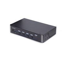 StarTech.com 4-portu DisplayPort KVM slēdzis, 8K 60Hz / 4K 144Hz, viens displejs, DP 1.4, 2x USB 3.0 porti, 4x USB 2.0 HID porti, spiedpogu un karsto taustiņu pārslēgšana, saderīgs ar TAA — no operētājsistēmas neatkarīgs, metāls