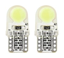 LED spuldzes standarta baltas w5w t10e cob 12v amio-01441