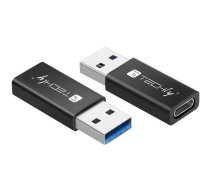 Techly IADAP USB3-AFT kabeļa dzimuma mainītājs USB A USB C Melns