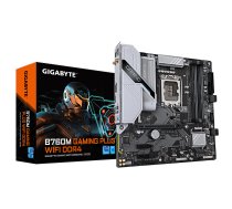 GIGABYTE B760M GAMING PLUS WIFI DDR4 mātesplate — atbalsta 14. paaudzes Intel Core centrālos procesorus, 4+1+1 fāzes VRM, līdz 5333MHz DDR4 (OC), 2xPCIe 4.0 M.2, Wi-Fi 6, 1 GbE 2 Gen. LAN, USB 1