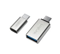 LogiLink AU0040 kabeļa dzimuma mainītājs USB 3.1 C USB 3.0 A, Micro USB 2.0 alumīnija