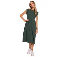 M581 Khaki midi kleita ar dekoratīvām piedurknēm