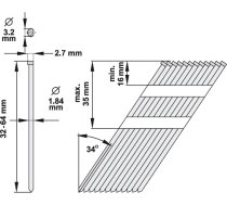 Nails 34°, 38 mm x 1000 pc (YT-0938)