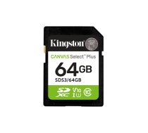 Kingston Canvas Select Plus | 64 GB | SD | Flash memory class Class 10, UHS-I, U1/U3, Video Class 10/30