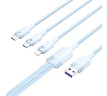 USB 2.0 A to 3-in-1 6A cable Vention CTRLG 1.5M (blue)