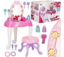 Tualetes galdiņš meitenēm, ar spoguli, ķeblīti un aksesuāriem, rozā (KG0035)