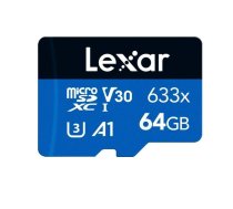 Lexar 64GB High-Performance 633x microSDHC UHS-I, up to 100MB/s read 20MB/s write | Lexar | Memory card | LMS0633064G-BNNNG | 64 GB | microSDXC | Flash memory class     UHS-I|LMS0633064G-BNNNG