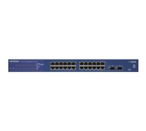 Netgear ProSafe Gigabit Smart Managed PRO Switch, 24x10/100/1000 RJ45 ports, 2 SFP ports, Web GUI, HTTPs,RMON SNMP, 32 static routes IPv4, LLDP, RADIUS, Rack-mounting     kit|GS724T-400EUS