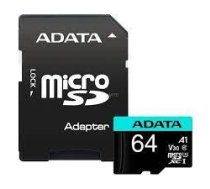 ADATA | Premier Pro UHS-I U3 V30S | 64 GB | MicroSDXC | Flash memory class 10 | Adapter|AUSDX64GUI3V30SA2-RA1