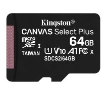Kingston 64GB micSDXC Canvas Select Plus 100R A1 C10 Single Pack w/o ADP, EAN: 740617298963|SDCS2/64GBSP