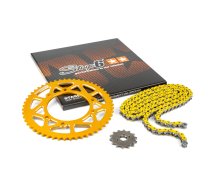 Chain Kit 13×53 – 420 Stage6 aluminium CNC yellow Derbi DRD Pro
