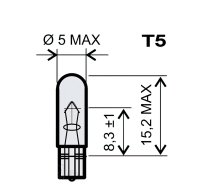 Ķīļa pamatnes lampa T5 12V 2,3 W