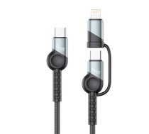Budi 65W|20W PD 2-in-1 USB to USB-C | Lightning Cable (Black)