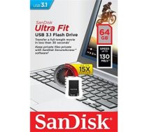 Sandisk Ultra Fit™ USB 3.1 - Small Form Factor Plug and Stay Hi-Speed USB Drive 64 GB, USB 3.1, Black