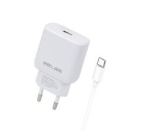 Ładowarka sieciowa 30W GaN USB-C + kabel USB-C, biały