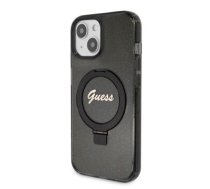 Guess IML Ring Stand Glitter MagSafe Case for iPhone 15 Black