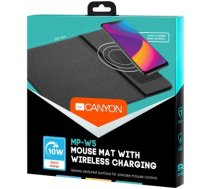 CANYON Mouse Mat with wireless charger, Input 5V/2A,9V2A Output 5W/7.5W/10W, 324*244*6mm, Micro USB cable length 1m, Black, 220g