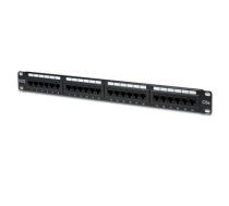 Digitus Digitus, Pach panel cat5, 24 ports, unshielded ISO / IEC 11801 and EN 50173 RJ45 sockets, 8P8C Cable installation via LSA strips, color codes based on EIA / TIA 568 A & B     Suitable for 483mm (19 ") rack mount Housing material: SECC, 1.5mm...